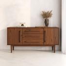 Buffet Balcão Pequeno Madeira 145 cm 2 Portas 3 Gav TECCA