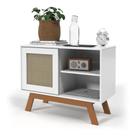 Buffet Bar Porta Rattan e Pés de Madeira 100 MDF