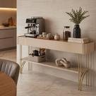 Buffet Cantinho do Café Vivaz 160cm Carvalho com Pés Dourados em Ferro Mdf Luxo - Off-white/carvalho