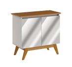 Buffet Classic 2 Portas Off White com Freijó e Espelho - Imcal Móveis