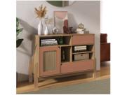 Buffet Com 1 Porta E 2 Gavetas Artely Nature Cor Carvalho Com Terracota