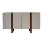 Buffet de Madeira Barone 130 cm com 4 Portas e 1 Gaveta Interna - Laca Avelã e Pés Imbuia