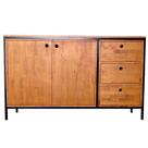 Buffet de Madeira Estilo Industrial com Ferro e Madeira Pinus - Com 3 Gavetas e 1 Nicho com 1 Prateleira