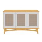 Buffet de Madeira Veneza 146 cm com 3 Portas em Rattan e 1 Gaveta Interna - 6005 Buffet de Madeira Veneza 146 cm com 3 Portas em Rattan e 1 Gaveta Interna - 6005