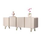 Buffet Decorativo com Puxadores em Alumínio Pés Aço Maciço Saluti Off White G26 - HB Móveis