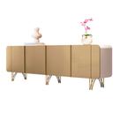 Buffet Decorativo Puxadores em Alumínio Pés em Aço Virginia Off White/Champagne G26 - Gran Belo