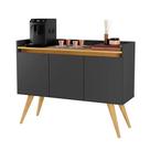 Buffet Gold 3 Portas com Pés Palito Primus Cor Preto Mel Buffet Gold 3 Portas com Pés Palito Primus Cor Preto Mel