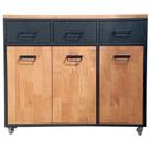 Buffet Gourmet Industrial com 3 Gavetas, 3 Portas e 4 Rodízios