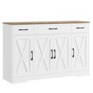 Buffet HOSTACK 140x41x81 cm Madeira Rústica Branca