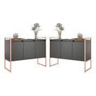 Buffet Industrial 3 Portas Preto Cobre Conjunto 2 Unidades