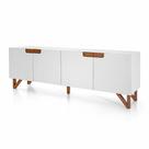 Buffet Lin Corpo Off White Pés e Detalhes em Carvalho Amêndoa 200cm - 77298