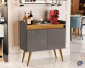 Buffet Lux 2 Portas Pés Palito Onix / Madeirado - JM Casa dos Móveis