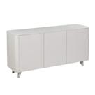 Buffet Luxemburgo Univ 150 cm Tampo de Madeira com Vidro Colado Branco Acetinado