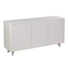 Buffet Luxemburgo Univ 150 cm Tampo de Madeira com Vidro Colado Off White Acetinado