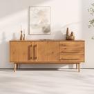 Buffet Madeira 170cm Atemporal 3 Gavetas Espaço Amplo Freijó TECCA
