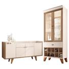Buffet Melodia E Cristaleira ópera Off White Castanho - Hb Móveis