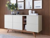 Buffet Noronha com Adega e 3 Portas Off White Matte / Freijó