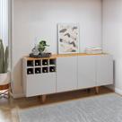 Buffet para Sala de Jantar 100%MDF 3 portas 1 Gaveta Pés em Madeira Maciça Duna