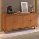 Buffet para Sala de Jantar 100% Mdf 4 Portas 160cm Pés Madeira Maciça Madrid