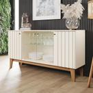 Buffet para Sala de Jantar Eiffel Ambiente com Portas de Vidro Off White Nature Henn Buffet para Sala de Jantar Eiffel Ambiente com Portas de Vidro Off White Nature Henn