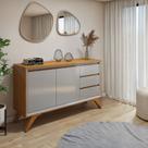 Buffet para Sala de Jantar Laqueado 100% MDF 2 Portas Pés Madeira Maciça Málaga