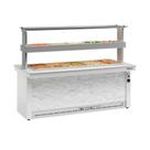 Buffet Quente E Frio 10 Cubas Gbtr200br Gelopar Balcão Self Service 10gns Branco E Mármore 220v