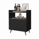 Buffet Retro Suíça 2 Portas Preto Jequitibá J&A Móveis