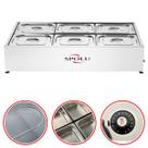 Buffet Self Service Quente Bancada Térmica 6 Cubas Banho Maria Balcão Aço Inox Restaurante Rechaud