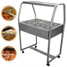 Buffet Self Service Quente Carro Térmico 6 Cubas Banho Maria Rechaud Inox Balcão Mesa Carrinho Gastronômico Restaurante