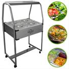 Buffet Self Service Salada Rechaud 4 Cubas Gastronomicas Inox GN 1/2 Carro Carrinho Restaurante Balcão Térmico Gelo X