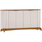 Buffet Serena com 4 Portas e Pés de Madeira Maciça New Ceval Cor Ipê Off White