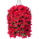 Buganvílias artificiais com flores artificiais penduradas, videiras penduradas, 3 peças vermelhas