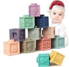 Building Blocks Baby Toy, pacote com 12 unidades, macio para dentição e mastigação