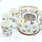 Bule Chaleira Cerâmica Oriental com 6 Copos e Infusor Teapot