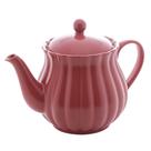 Bule De Porcelana Para Chá 950ml Pétala Bon Gourmet Vermelho Matt