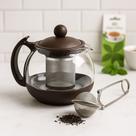 Bule de Vidro 750ml Chaleira com Infusor Inox para Chá Premium Resistente