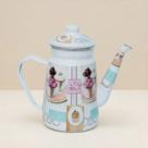 Bule Ferro Fundido Esmaltado 1,2 Lts Charm Premium Decorado Paris Londres Indiano Com Indução A5 Importadora