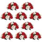 Buquê de arranjo de bolas de flores falsas NUPTIO, 10 peças em vermelho e branco