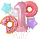 Buquê de balão Dripykiaa Donut, 1 ano, rosa, 6 unidades