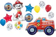 Buquê de balões, anagrama, Paw Pups, Marshall e caminhão de bombeiros