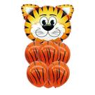 Buque de Balões Animal Print 24"- Tigre - 01 Balão Metalizado + 6 Balões Látex - Partiufesta - Rizzo