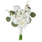 Buquê de casamento de noiva branco com peônia falsa e rosa 20x30cm