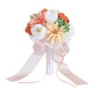 Buquê de casamento de noiva com rosas de seda sintética laranja e branco