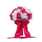 Buquê de casamento de noiva com rosas de seda sintética vermelhas e brancas