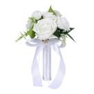 Buquê de casamento de noiva de seda sintética rosa branca 16x16x23cm