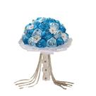 Buquê de casamento de noiva rosa de cetim azul com strass