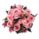 Buquê de casamento de noiva rosas de seda sintética rosa com detalhes florais
