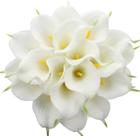 Buquê de casamento Duovlo, 20 peças, Calla Lily Bridal, látex, flores artificiais, decoração de festa em casa (branco)