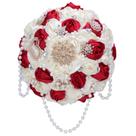 Buquê de casamento Gkvszy Borgonha e marfim, cetim rosa, 25 cm