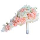 Buquê de casamento nupcial de rosas artificiais rosa claro esbranquiçado